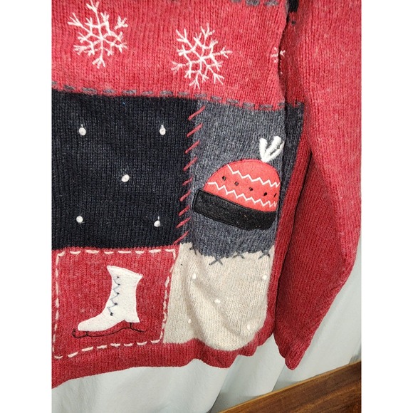 Croft &‎ Barrow Petite Medium Zipper Sweater Cardigan Christmas winter - Picture 3 of 5